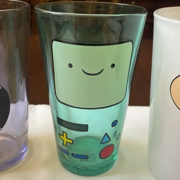 Cartoon Network Adventure time character faces Glassware set of 4 pint glasses - Picture 4 of 9
